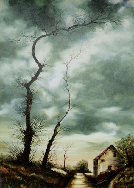 Aspetti della campagna lombarda 1981 olio su tela cm50x70
